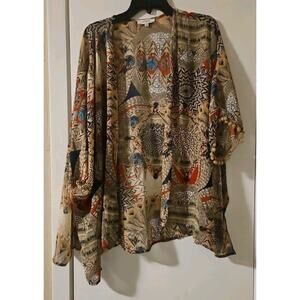 Umgee Kimono S/M Tassled Boho Hippie Short Sheer